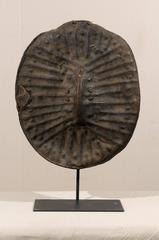 Ethiopian Leather Shield on Custom Metal Stand from the Early 20th Century