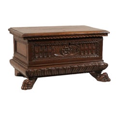 Italian Cassone or Small Sized Wedding Chest, Richly Carved with Nice Patina