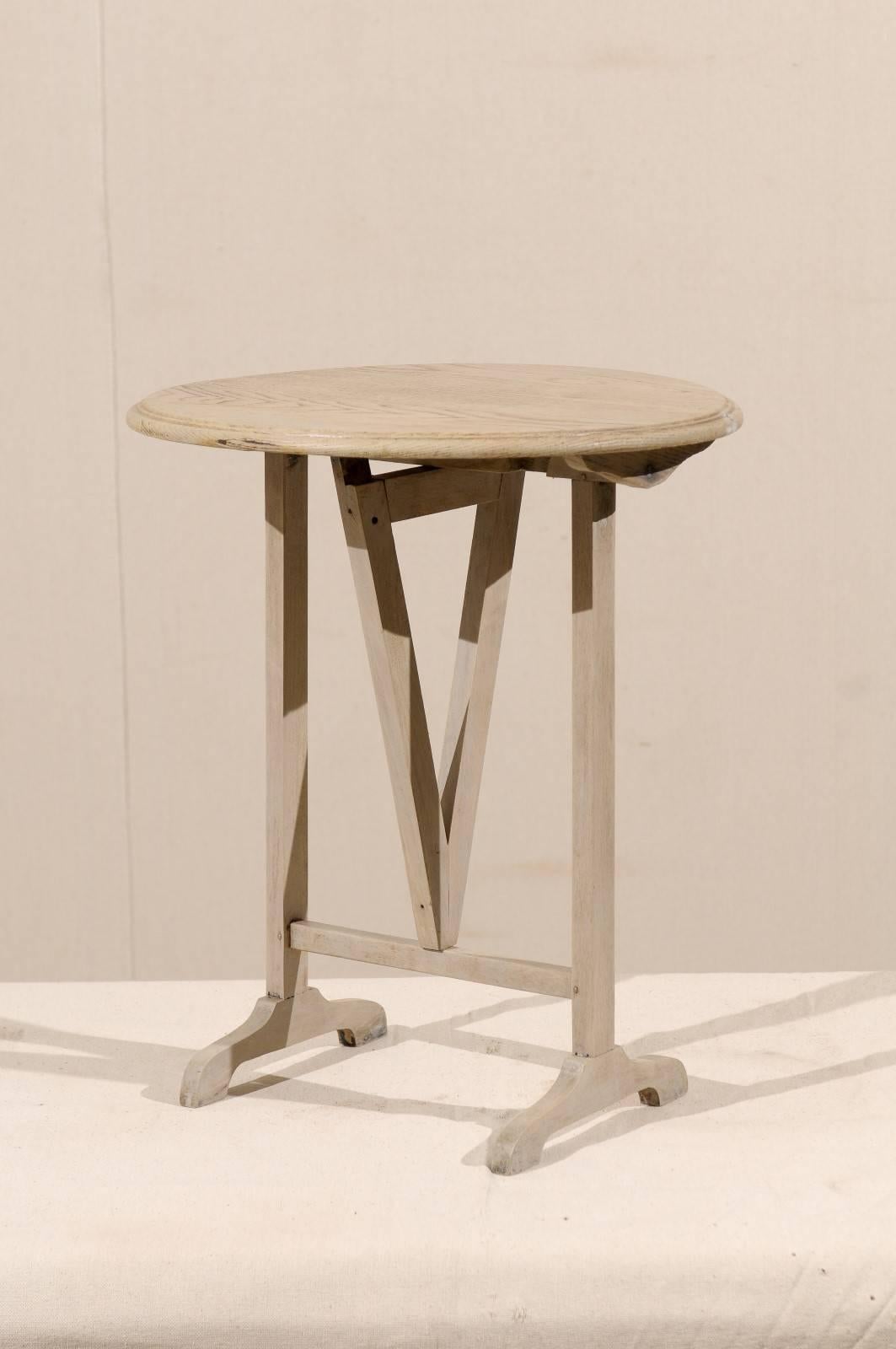 20th Century A Belgian Petite Size Wood Vintage Folding Drink Table with Natural Finish