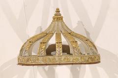Italian Bed Corona or Bed Crown with Gilt Accents and Carved Rinceaux Frieze