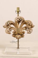 Italian Gilt Wood Fragment Table Lamp Featuring Acanthus Leaf Motifs