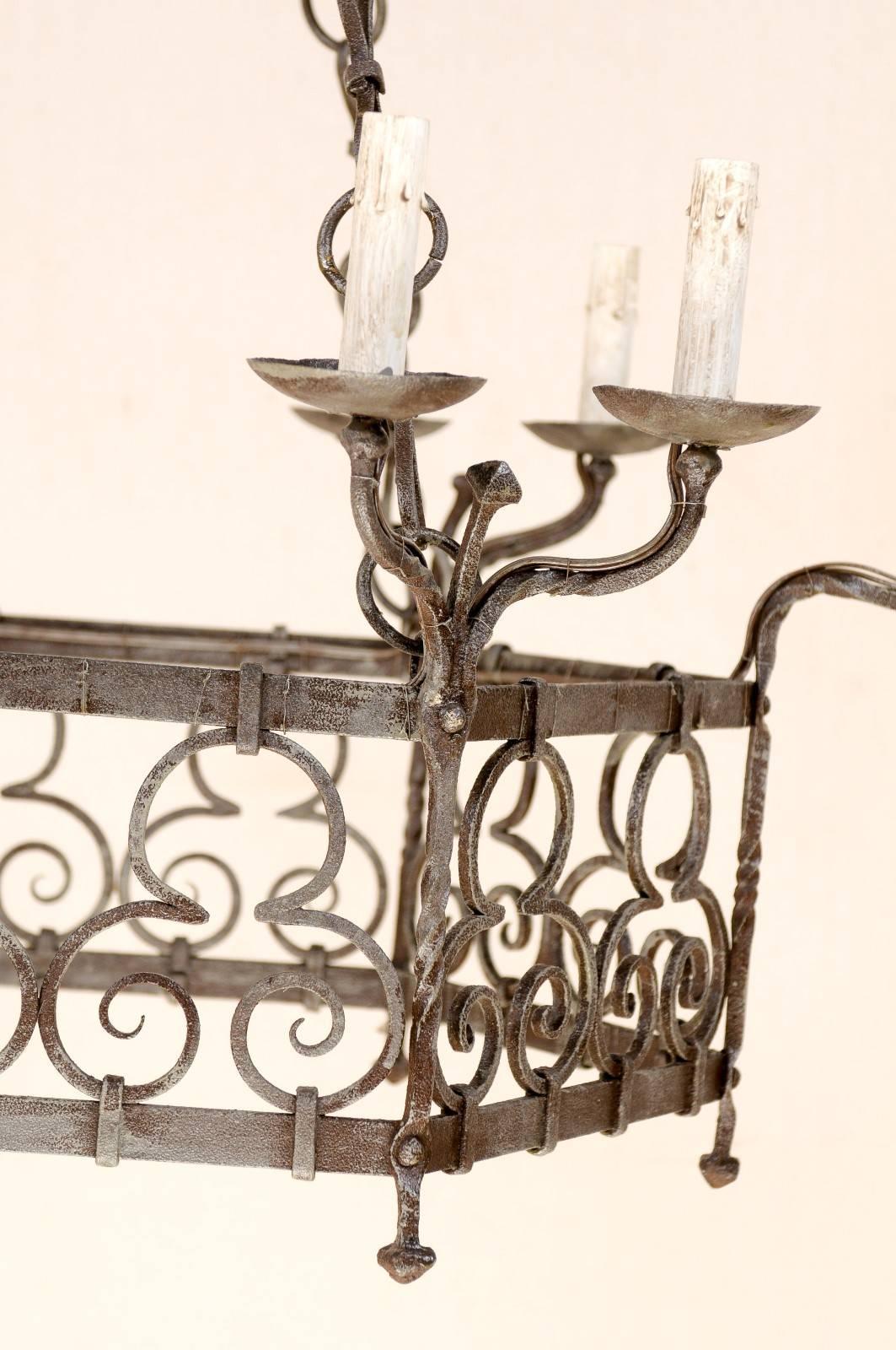 A Beautiful French Gothic Style Nine Light Vintage Iron Chandelier, Rewired 4