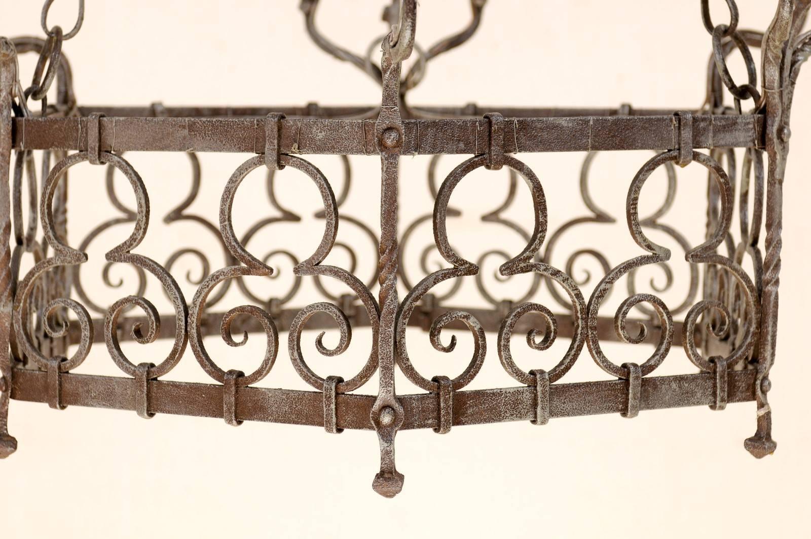 A Beautiful French Gothic Style Nine Light Vintage Iron Chandelier, Rewired 5