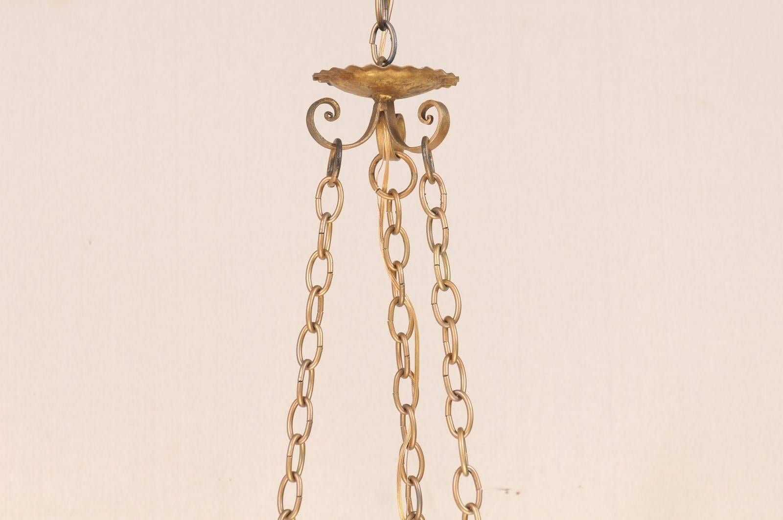 Spanish Gilded Iron 19th Century Six-Light Chandelier with Scroll Arms 2