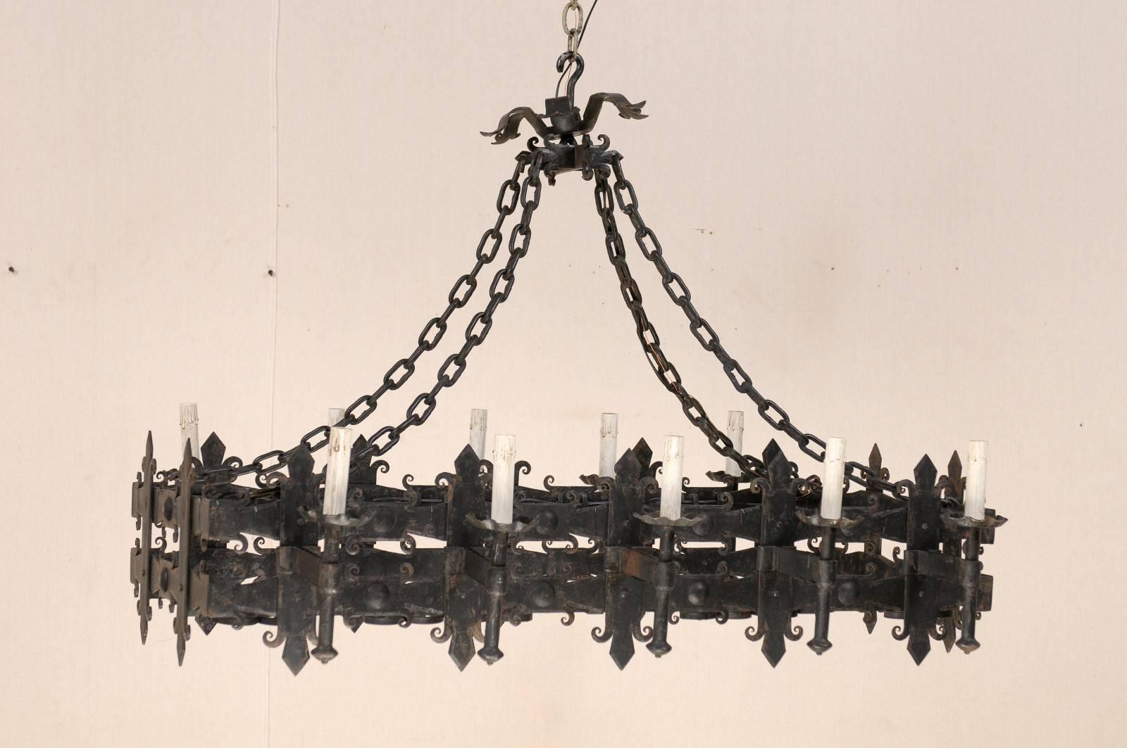 black iron rectangular chandelier
