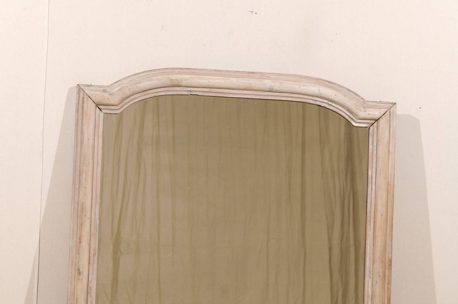 Pair of French Wood Mirrors Featuring an Arched Crest at the Top, Washed Finish 2