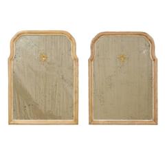 Pair of ÉLomisé Mirrors with Sunburst Centers in Light Brown with Beige Trim