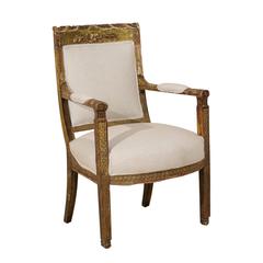 Italian Accent Armchair with Richly Carved Wood and Aged Gilding, 19th Century 8