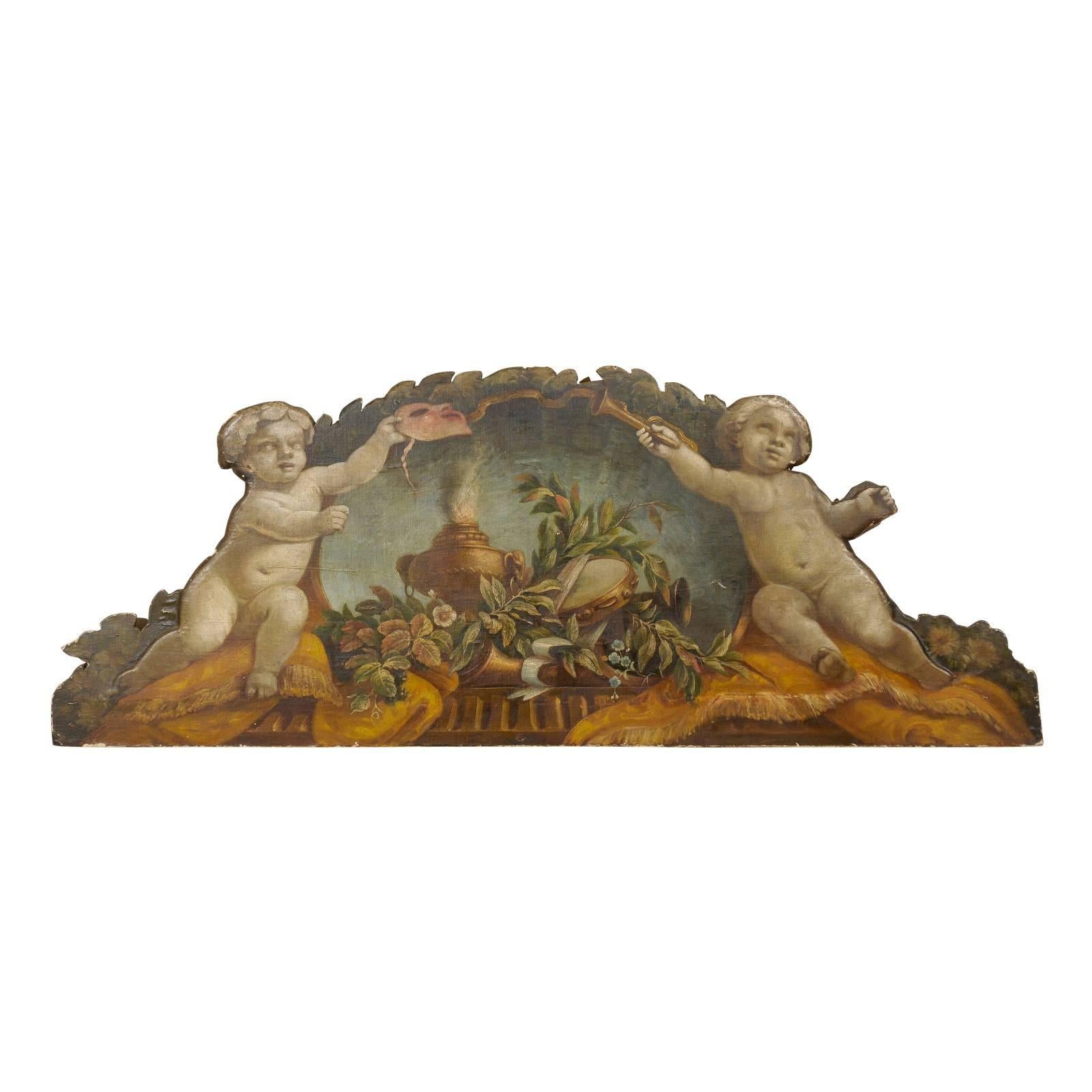 Exquisite 19th Century Italian Panel Featuring Allegories of Music and Theater