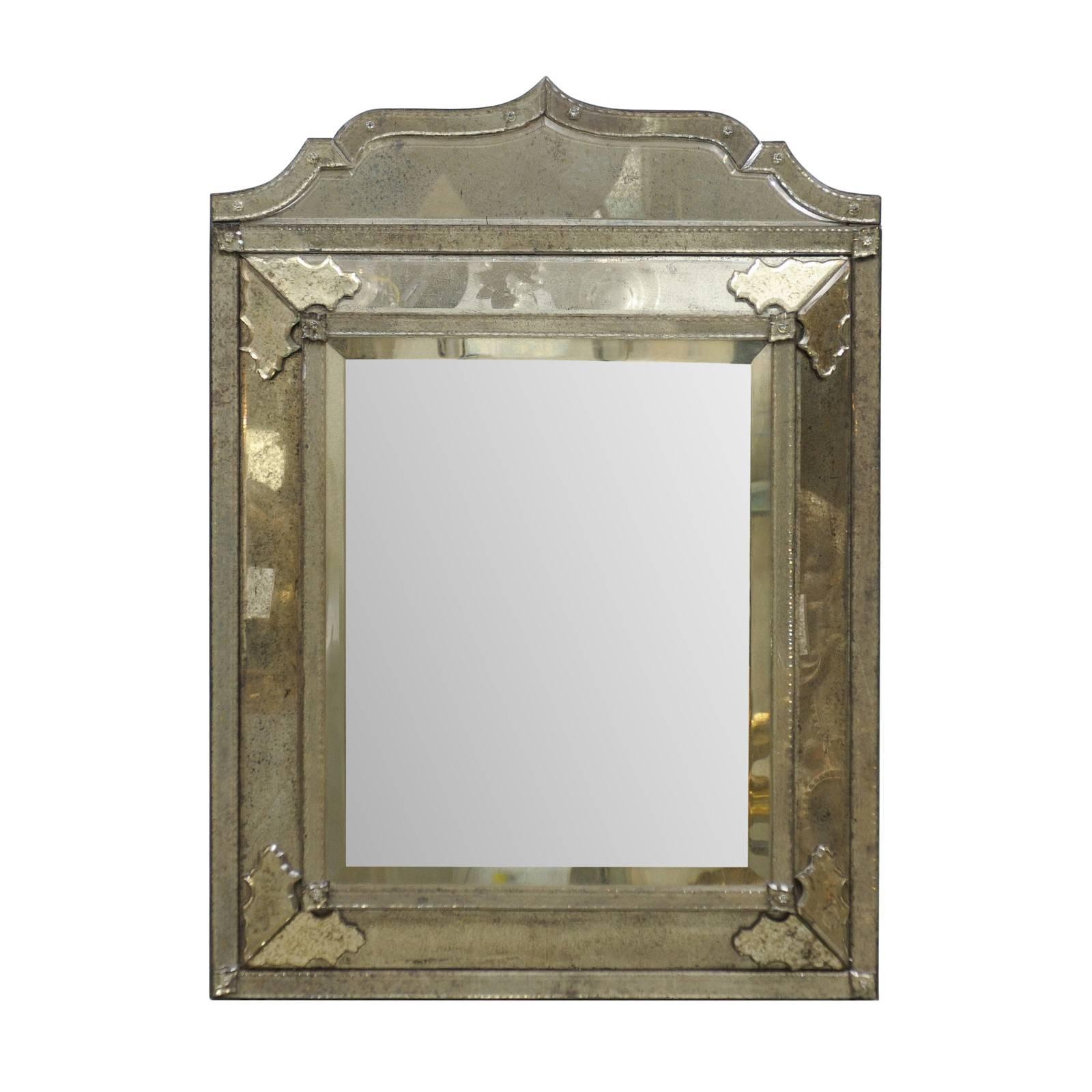 A Beautiful "Milano" Venetian-Style, Hand-Silvered Mirror w/Raised Central Panel