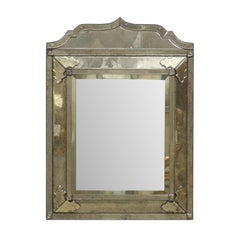 Antique A Beautiful "Milano" Venetian-Style, Hand-Silvered Mirror w/Raised Central Panel