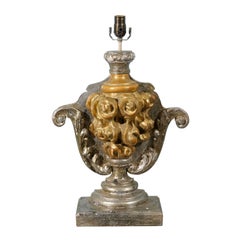 Single Italian 19th Century Table Lamp in Silver Color