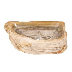 Used Oblong Petrified Wood Sink in Neutral Light Cream Color with Beige / Grey Colors