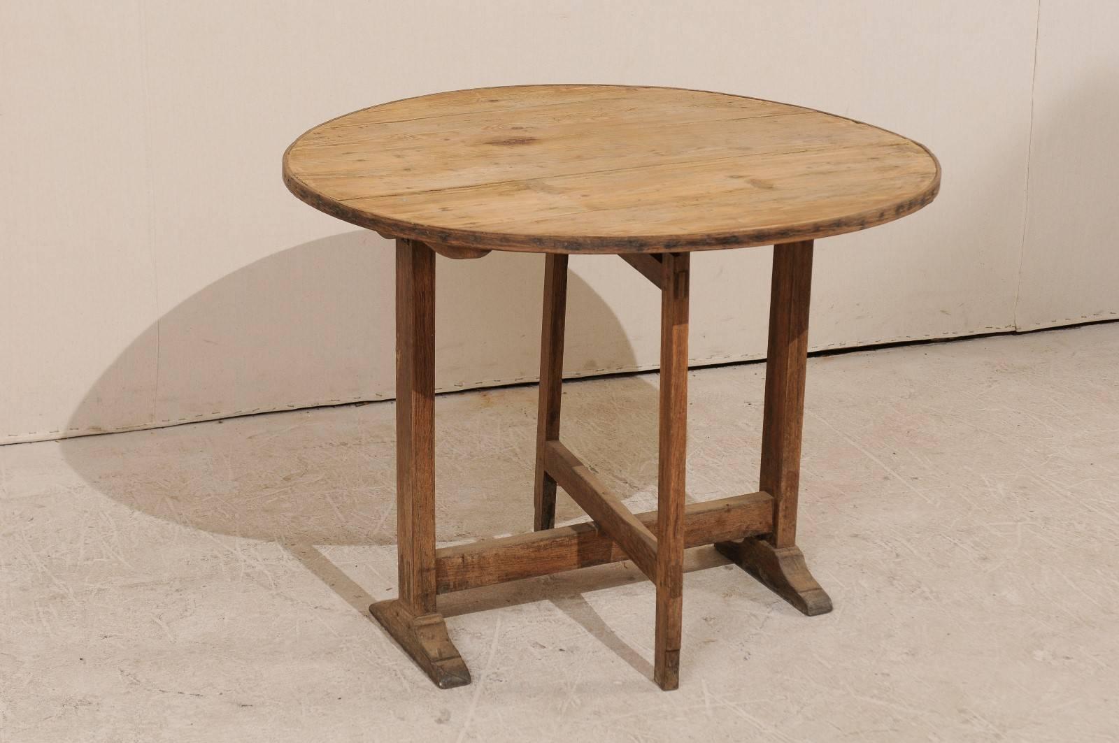 Rustic Lovely French Wine Tasting Table in Round Shape with Tilt-Top and Gate Legs