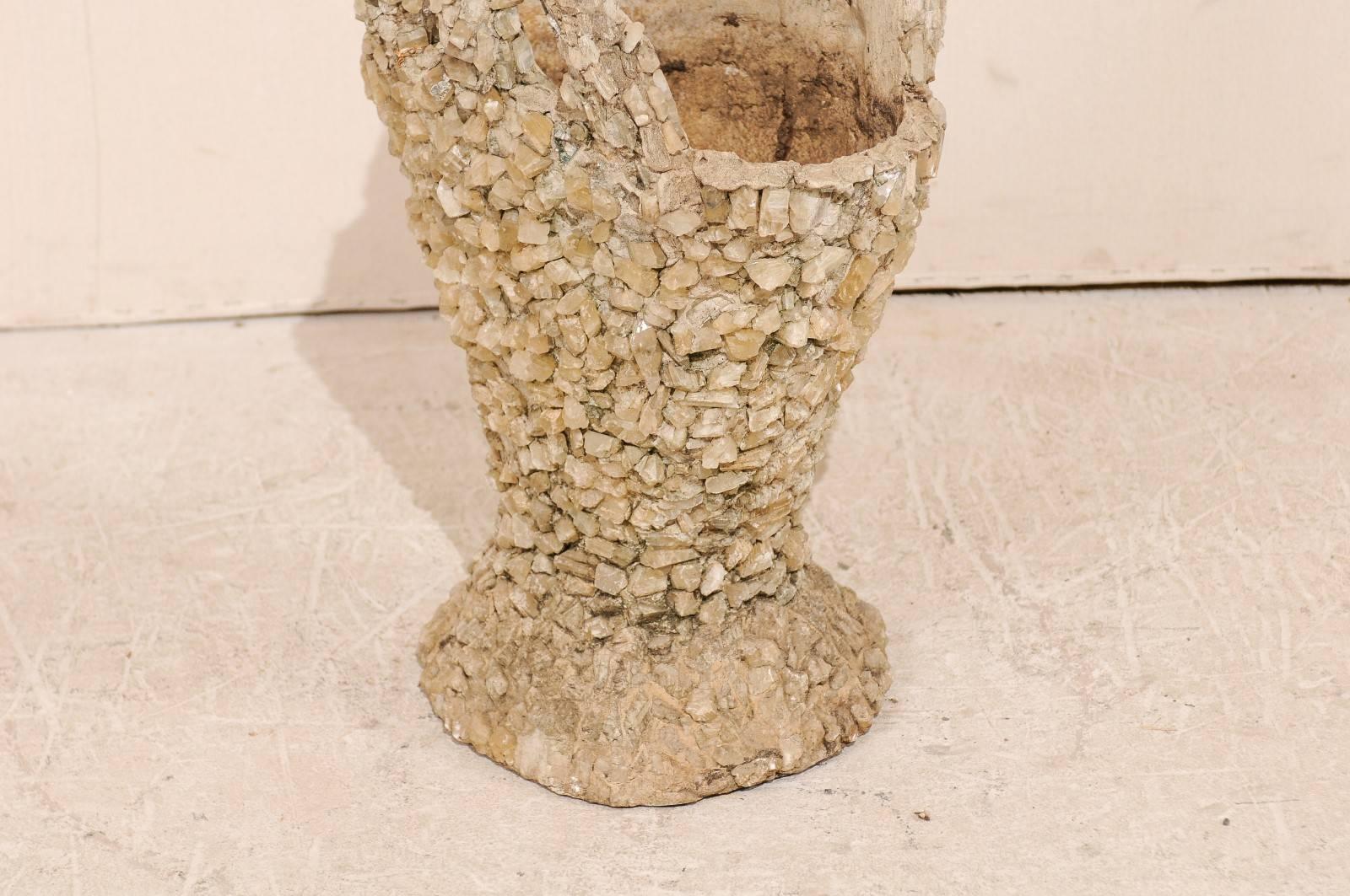 Outdoor Basket Planter Made of Concrete and Quartz Attributed to Folk Artist 1