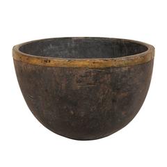 Vintage Primitive Style Carved Naga Wood Bowl from North East India/North West Burma