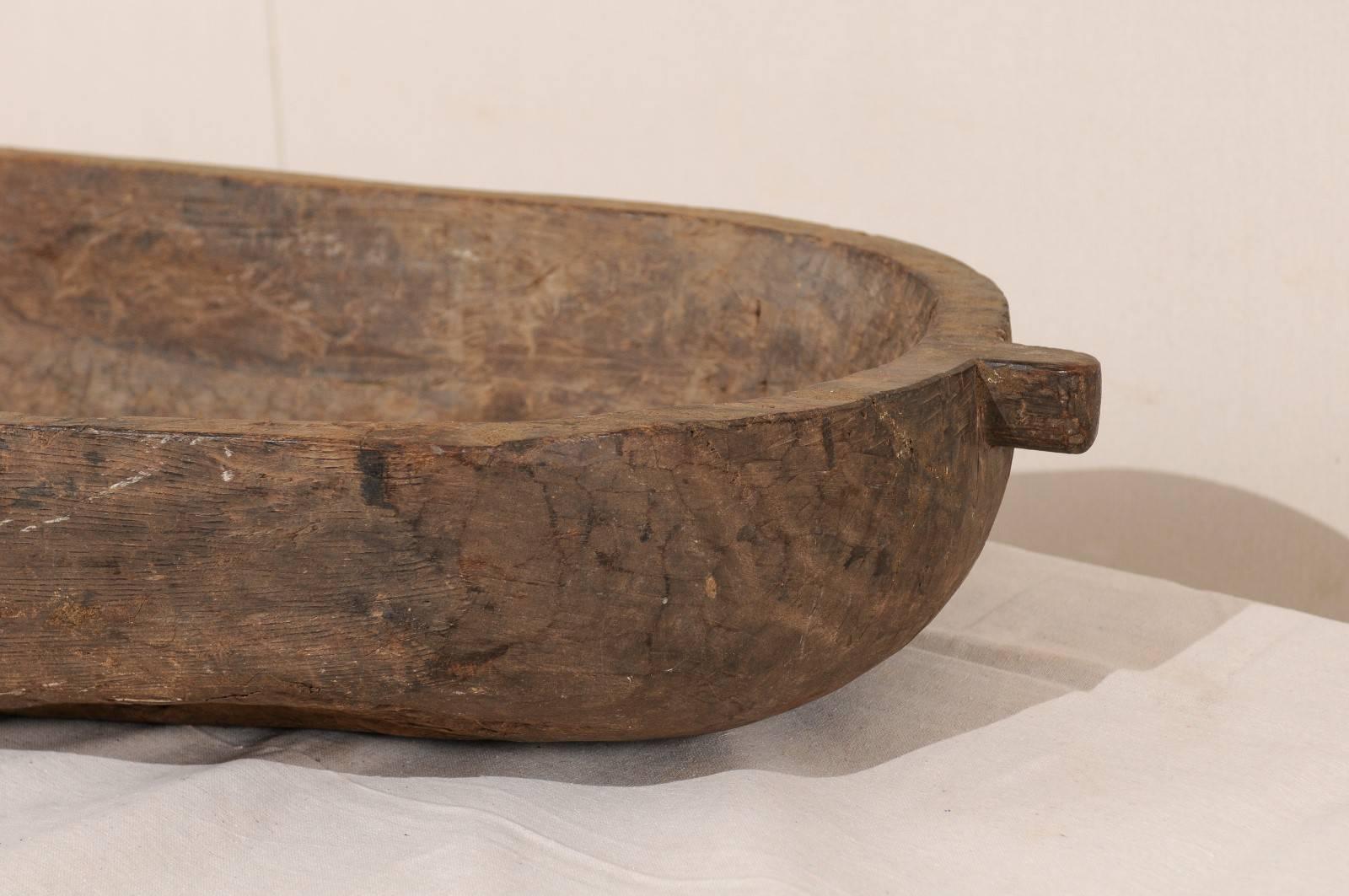 Vintage Naga Carved Rustic Wood Bowl from the North East India / Burma Region In Good Condition In Atlanta, GA
