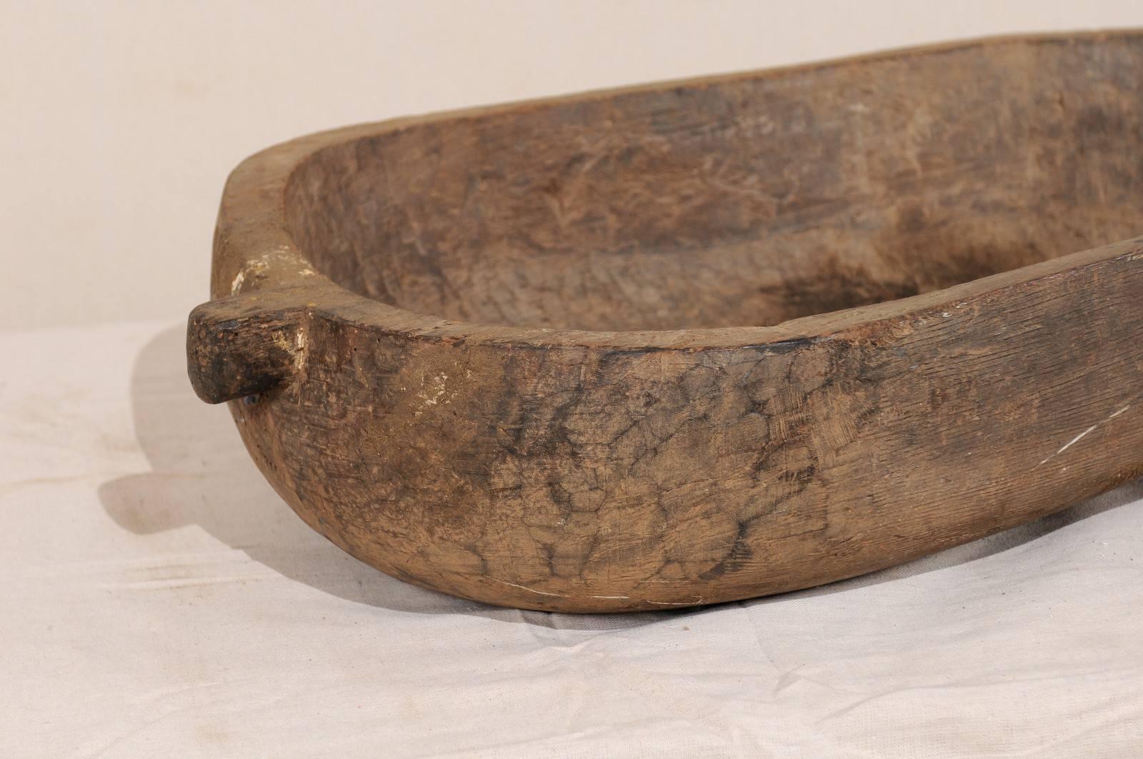 Burmese Vintage Naga Carved Rustic Wood Bowl from the North East India / Burma Region