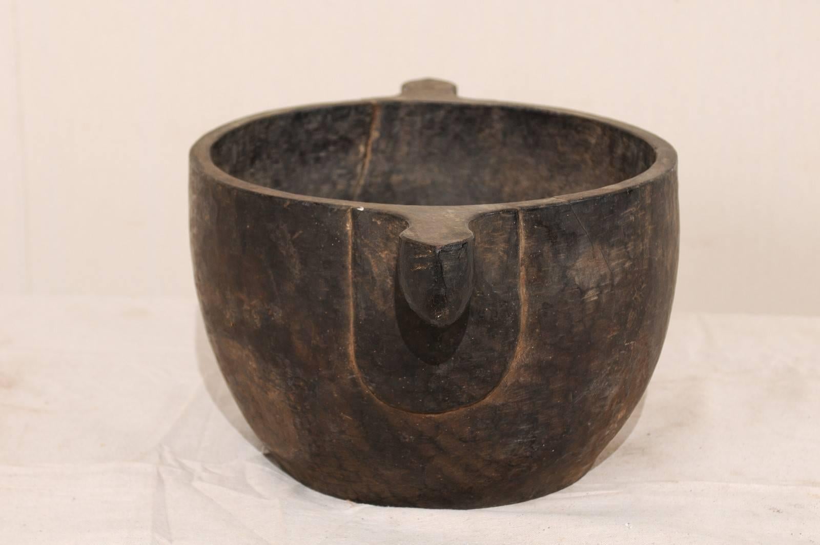 20th Century Primitive Style Vintage Naga Hand-Carved Wood Bowl from N.E. India/N.W. Burma