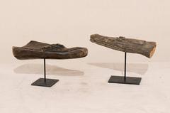 Pair of Hand-Carved Wood Crocodile Head Boat Prows from Papua New Guinea
