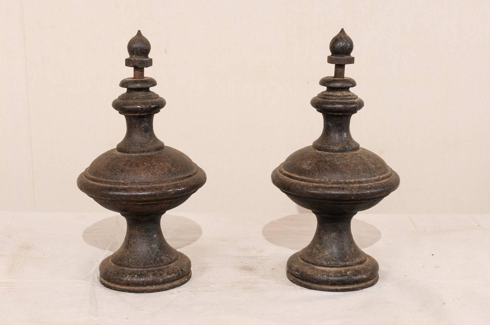 Pair of 19th Century European Cast Iron Finials with Beautiful Patina In Good Condition In Atlanta, GA