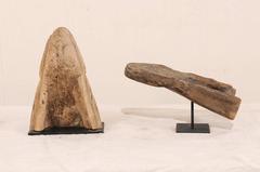 Pair of Carved Wood Catfish Head Boat Prows on Custom Stands--New Guinea