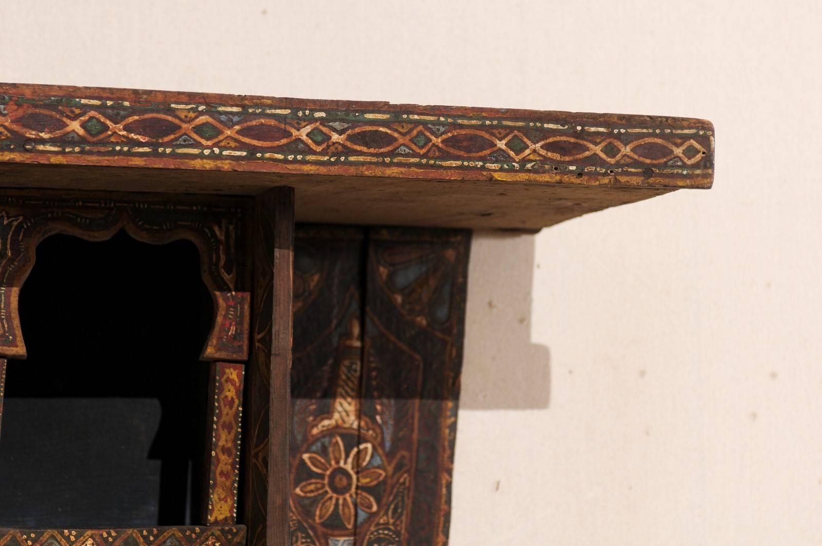 Hand-Carved Mid-20th Century Moroccan Spice Rack, Handmade and Hand-Painted