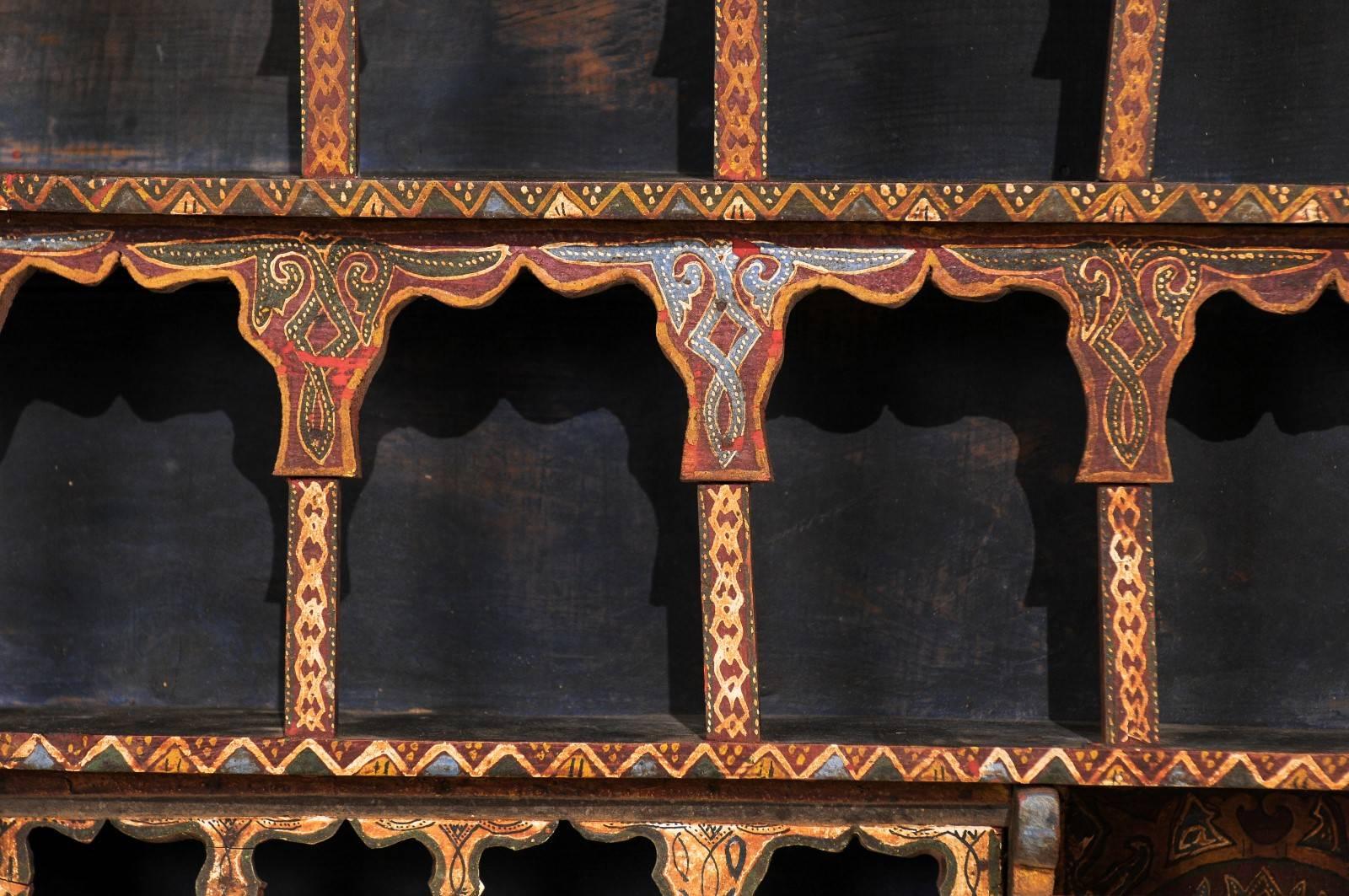 Mid-20th Century Moroccan Spice Rack, Handmade and Hand-Painted In Good Condition In Atlanta, GA