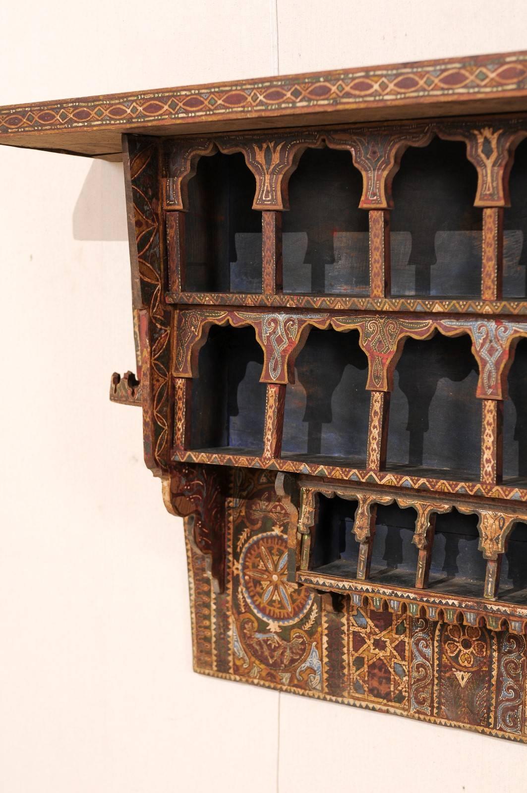 Wood Mid-20th Century Moroccan Spice Rack, Handmade and Hand-Painted