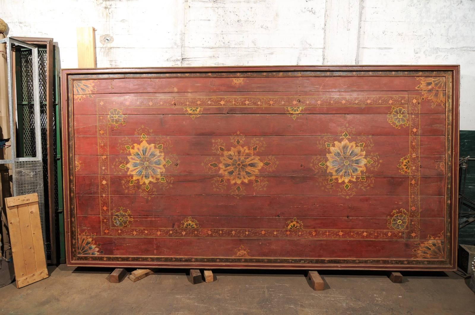 Indian A Grand-Sized 19th C. Beautifully Painted Ceiling Panel from South India For Sale