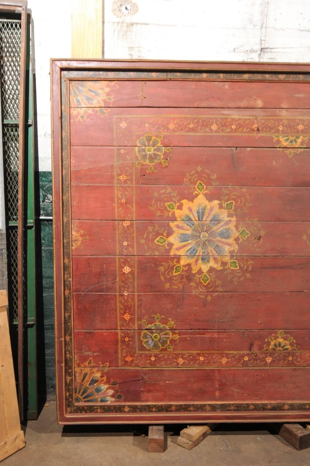 Hand-Painted A Grand-Sized 19th C. Beautifully Painted Ceiling Panel from South India For Sale