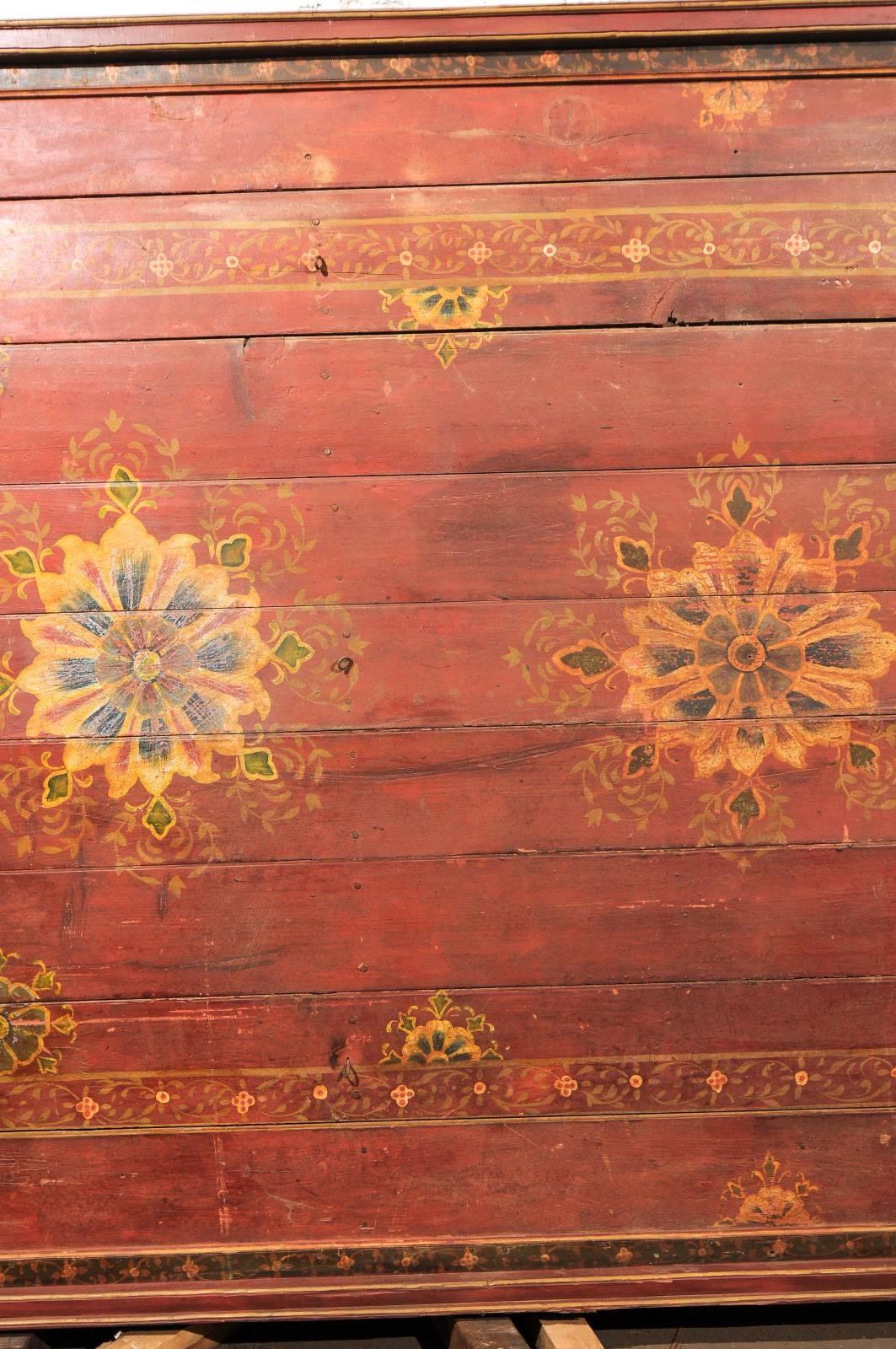 A Grand-Sized 19th C. Beautifully Painted Ceiling Panel from South India For Sale 1