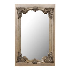 Large 19th Century Swedish Mirror with Ornate Metal Design and Wood Surround