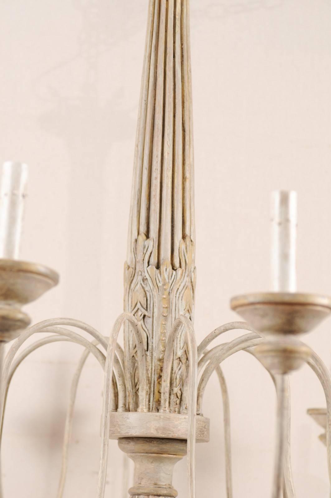 Elegant Carved and Painted Twelve-Light Neutral Chandelier of Italian Fragments 2