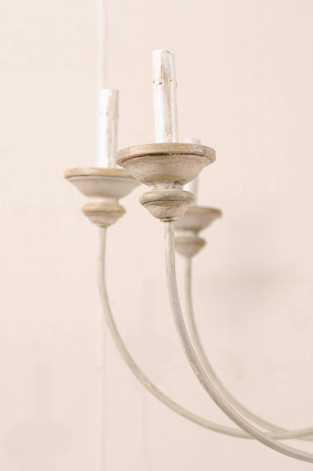 Elegant Carved and Painted Twelve-Light Neutral Chandelier of Italian Fragments 1