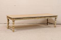 Belgian Mid-20th Century Pale Wood Coffee or Centre Table with Turned Legs