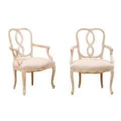 Pair of Venetian Style Ribbon Back Chairs with Cabriole Legs in Nice Light Tones 7