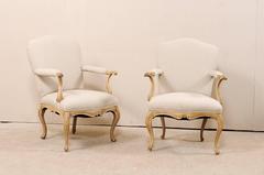 Pair of Lovely 19th Century Italian Upholstered Armchairs with Cabriole Legs