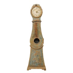 19th Century Swedish Floor Clock from Stockholm with Raised Bonnet Crest