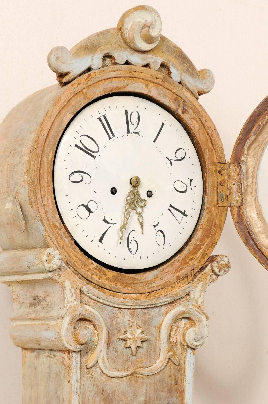Swedish 19th Century Fryksdahl Floor / Longcase Clock with Scraped Wood Finish 5