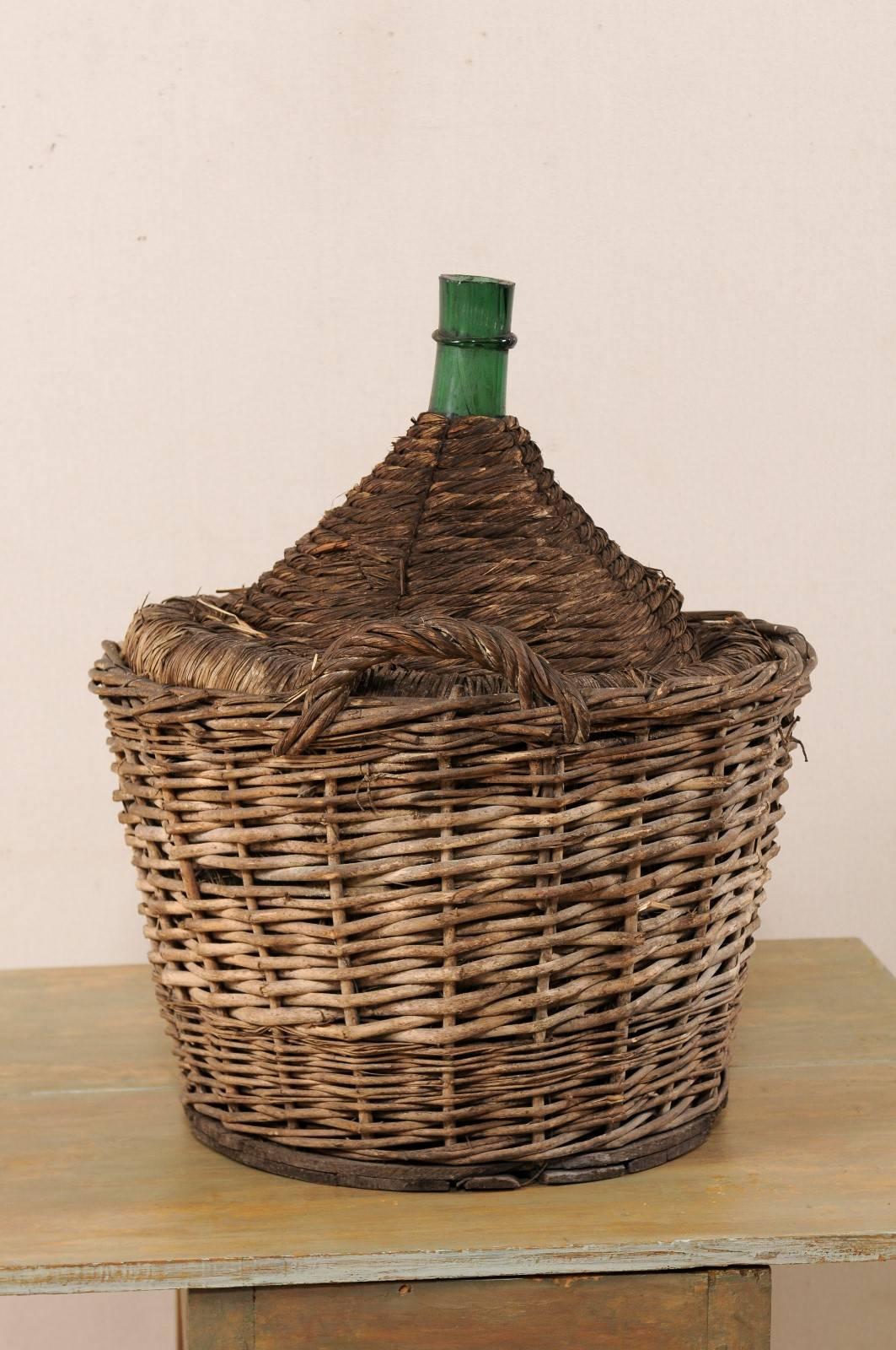 wine bottle in basket
