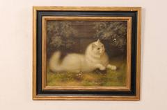 Oil Painting of White Persian Cat by Well Known Hungarian Artist Beno Boleradsky