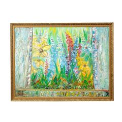 Large Swedish Mid-Century Cheerful Oil Painting of Lilly and Gladiolus Flowers 4