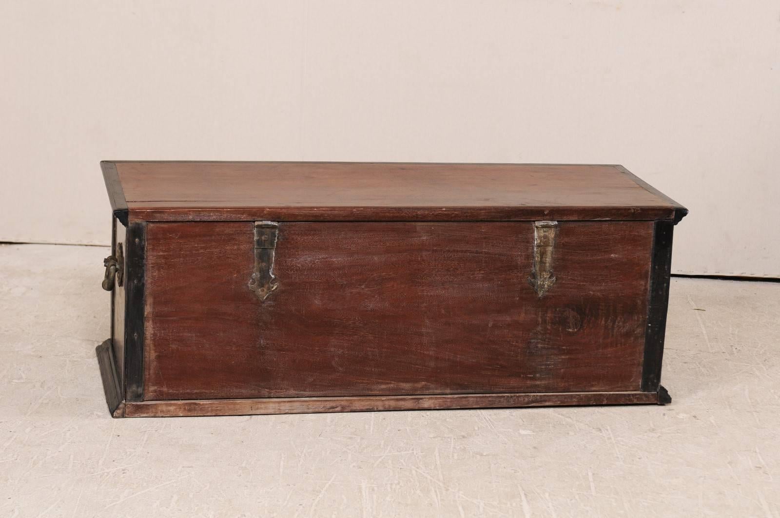 Indian Trunk or Wood Coffer from the Early 20th Century with Handles 4