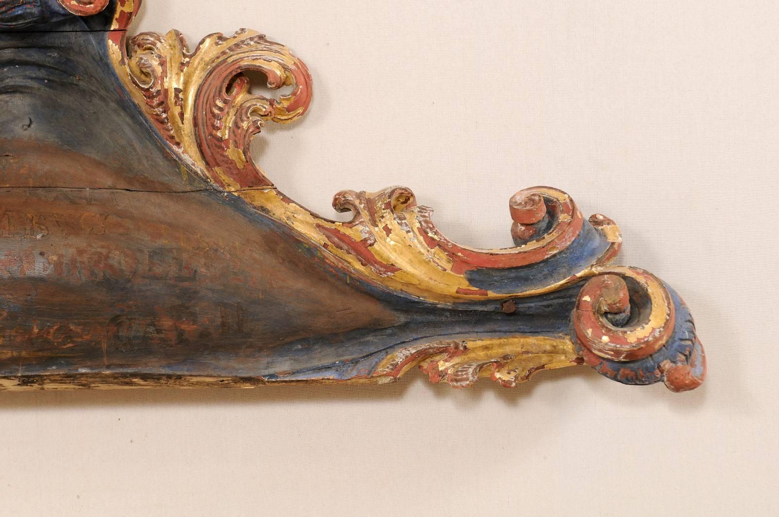 Exquisite Italian 18th Century Carved and Painted Wood Wall Decoration In Good Condition In Atlanta, GA