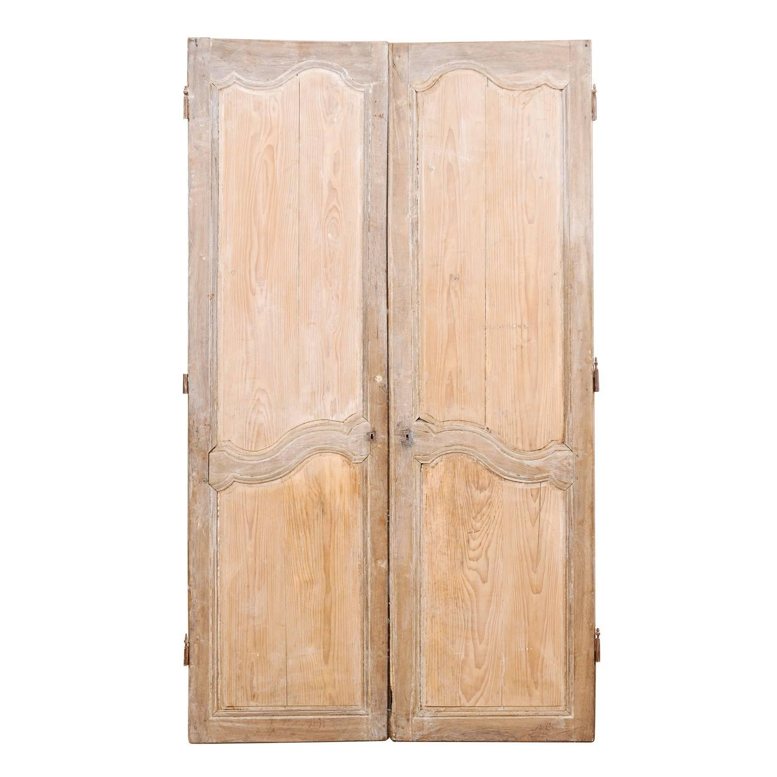 Pair of 19th Century Tall French Doors with a Light Wash of Paint