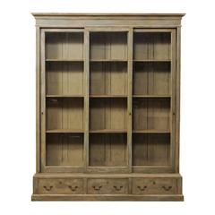 French 19th Century Large Painted Wood Bookcase with Sliding Doors 11