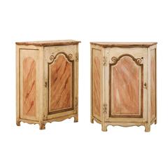 Pair of Italian Early 20th Century Small Painted Wood Commodini with Faux Marble 7