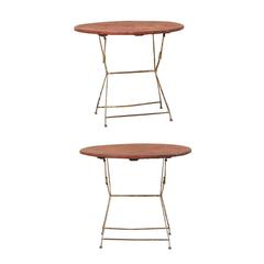 Pair of French Vintage Bistrot / Café Folding Patio / Porch Tables with Red Tops