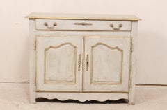 Painted Wood Buffet in Pale Blue with Gold, Green and Beige Trim--French